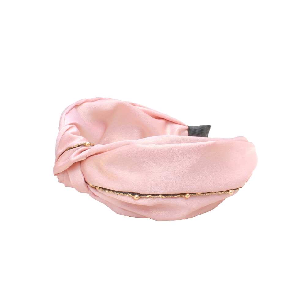 Elegant Pink Hair Headband with Gold Accents